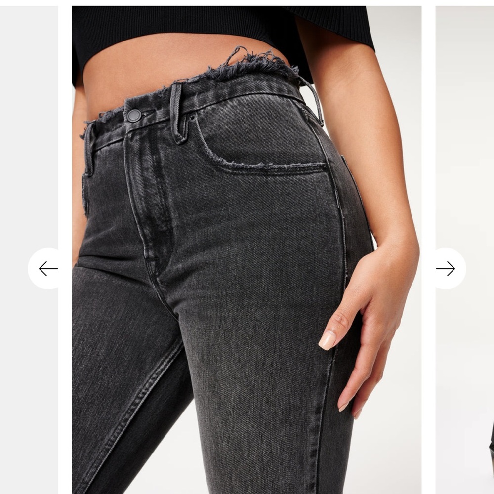 GOOD AMERICAN BLACK FRAYED JEANS BRAND NEW